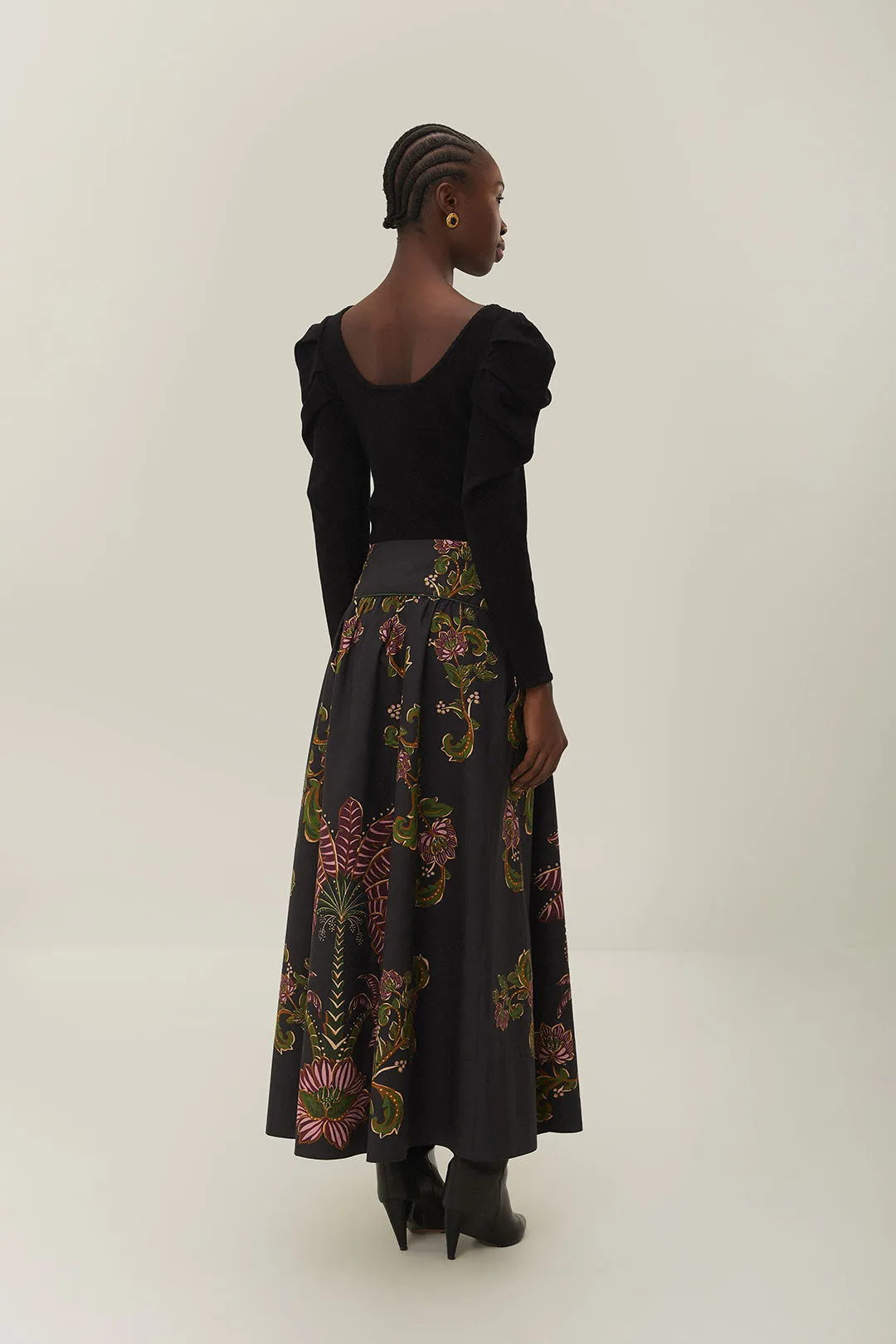 Ravenala Midi Skirt in Black