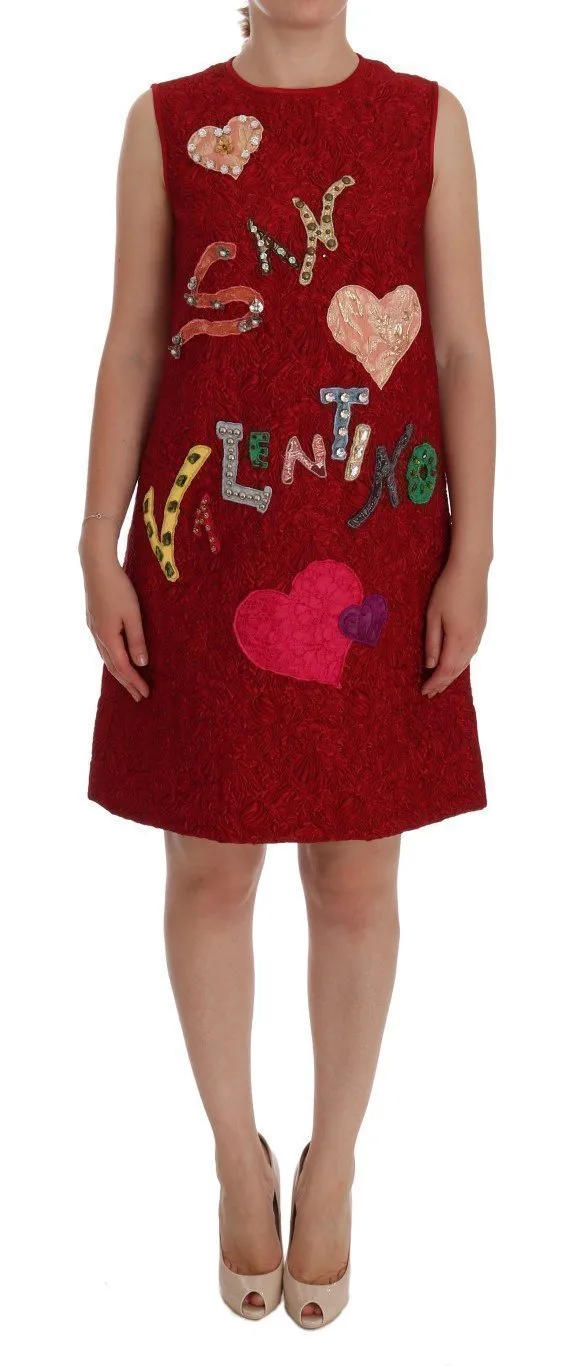 Red San Valentino Crystal Shift Dress