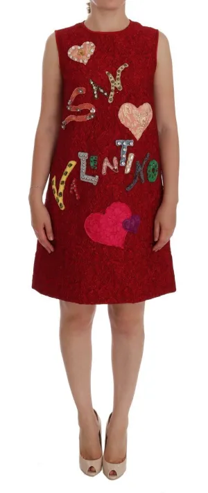 Red San Valentino Crystal Shift Dress