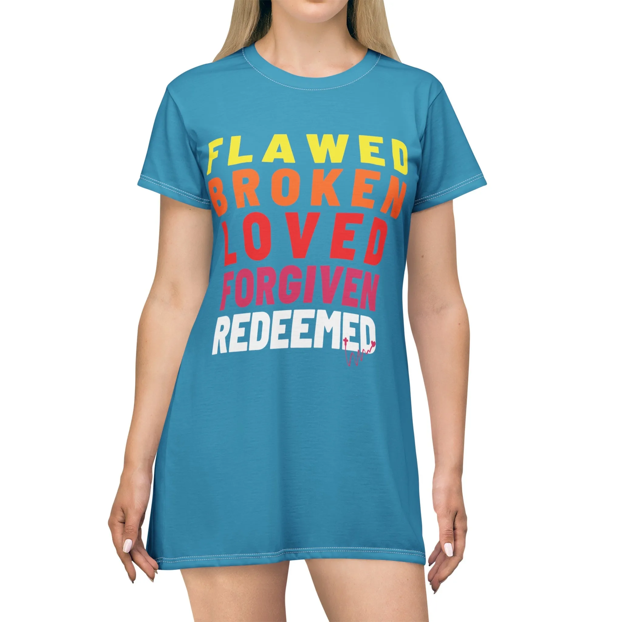 Redeemed T-Shirt Dress - Turquoise