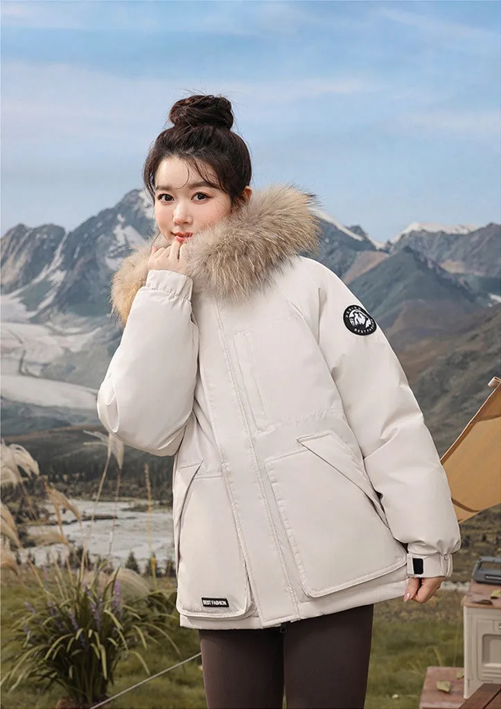 Relaxed-fit Hooded Parka for Women with Stain-resistant Material