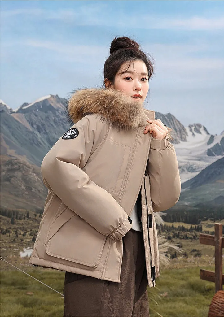 Relaxed-fit Hooded Parka for Women with Stain-resistant Material