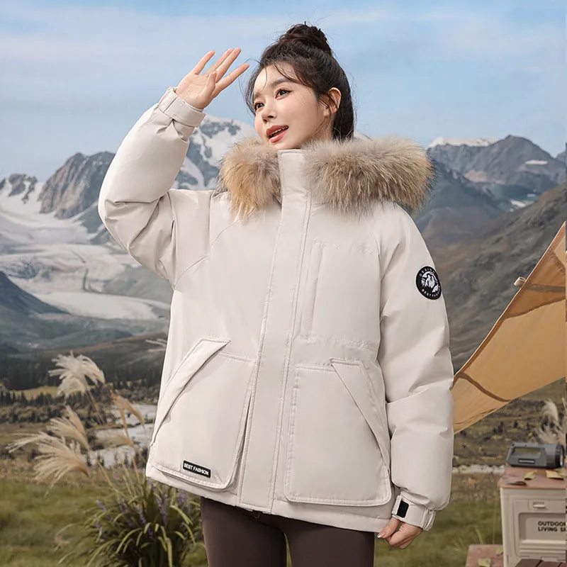 Relaxed-fit Hooded Parka for Women with Stain-resistant Material