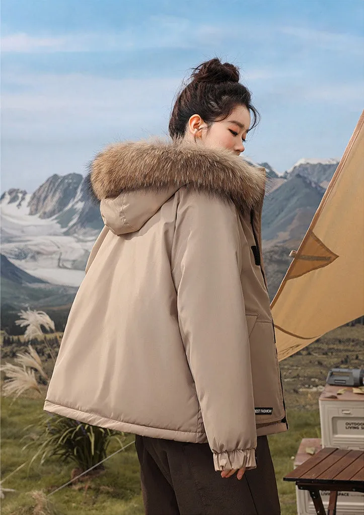 Relaxed-fit Hooded Parka for Women with Stain-resistant Material