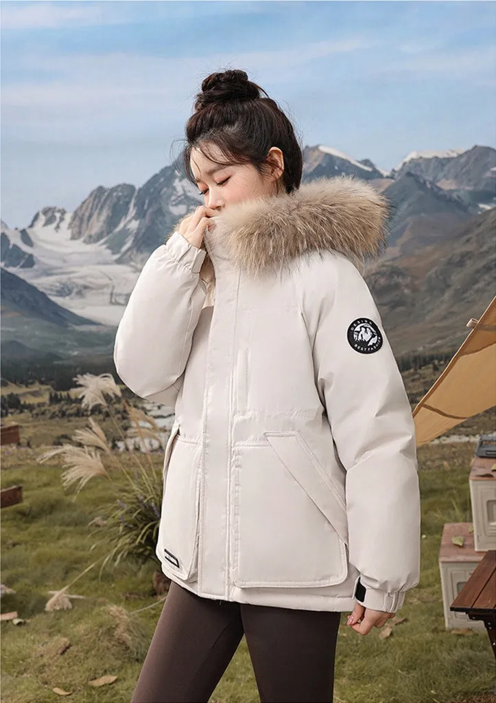Relaxed-fit Hooded Parka for Women with Stain-resistant Material