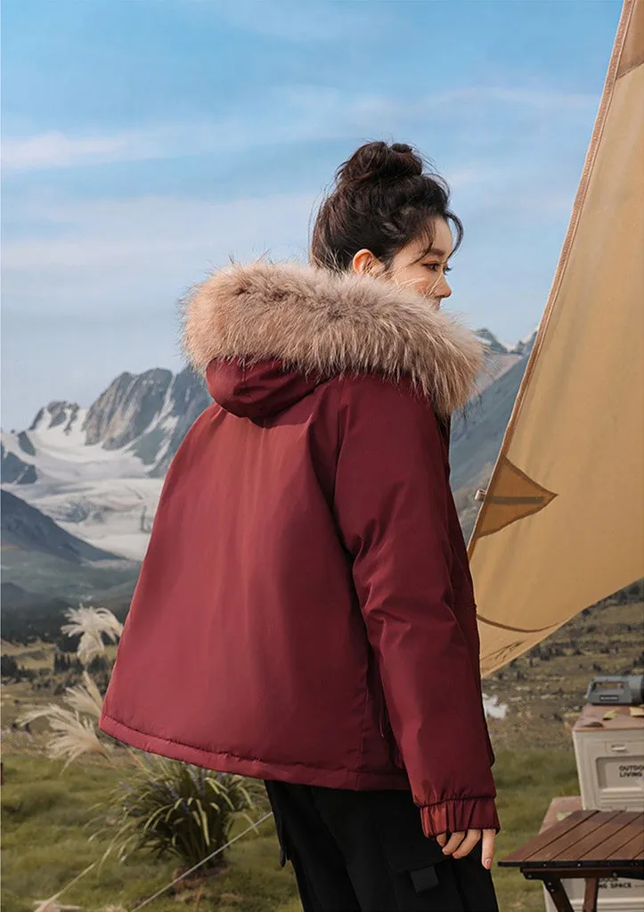 Relaxed-fit Hooded Parka for Women with Stain-resistant Material