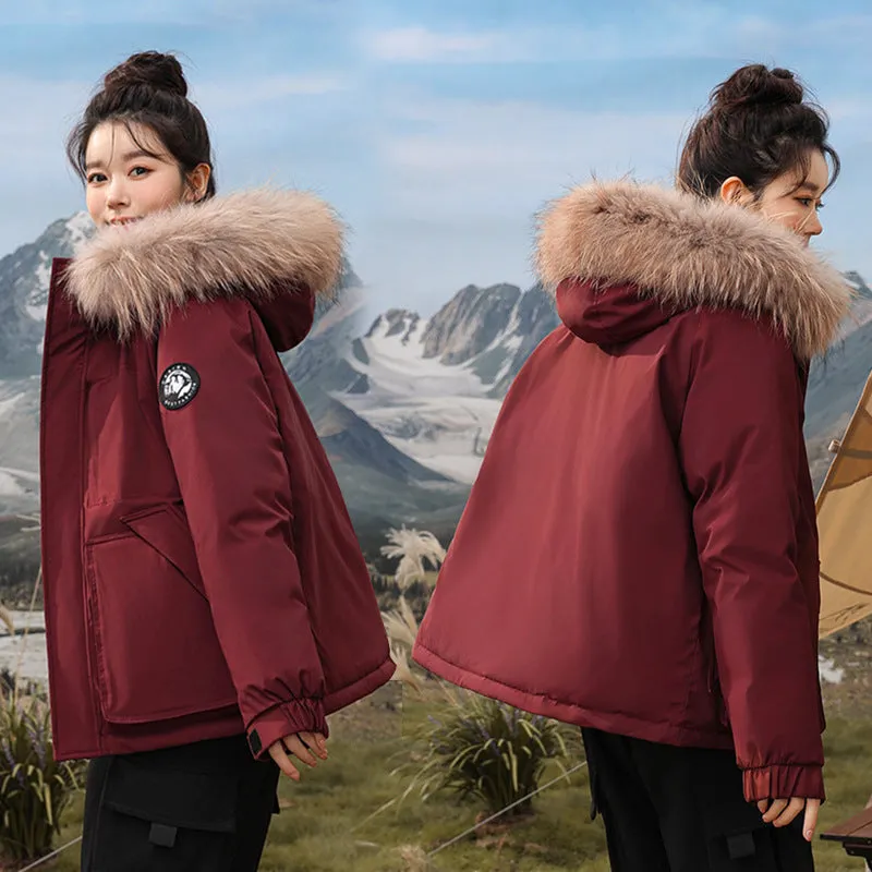 Relaxed-fit Hooded Parka for Women with Stain-resistant Material