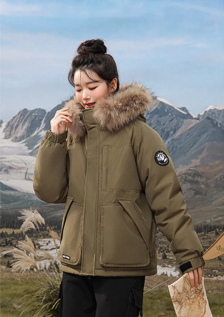 Relaxed-fit Hooded Parka for Women with Stain-resistant Material