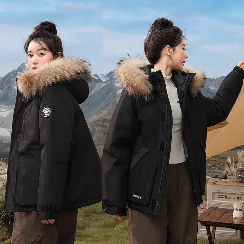 Relaxed-fit Hooded Parka for Women with Stain-resistant Material