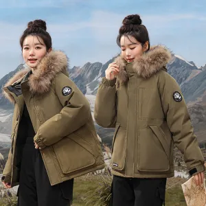 Relaxed-fit Hooded Parka for Women with Stain-resistant Material