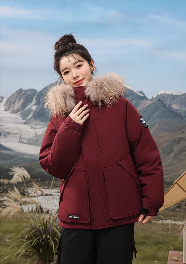 Relaxed-fit Hooded Parka for Women with Stain-resistant Material