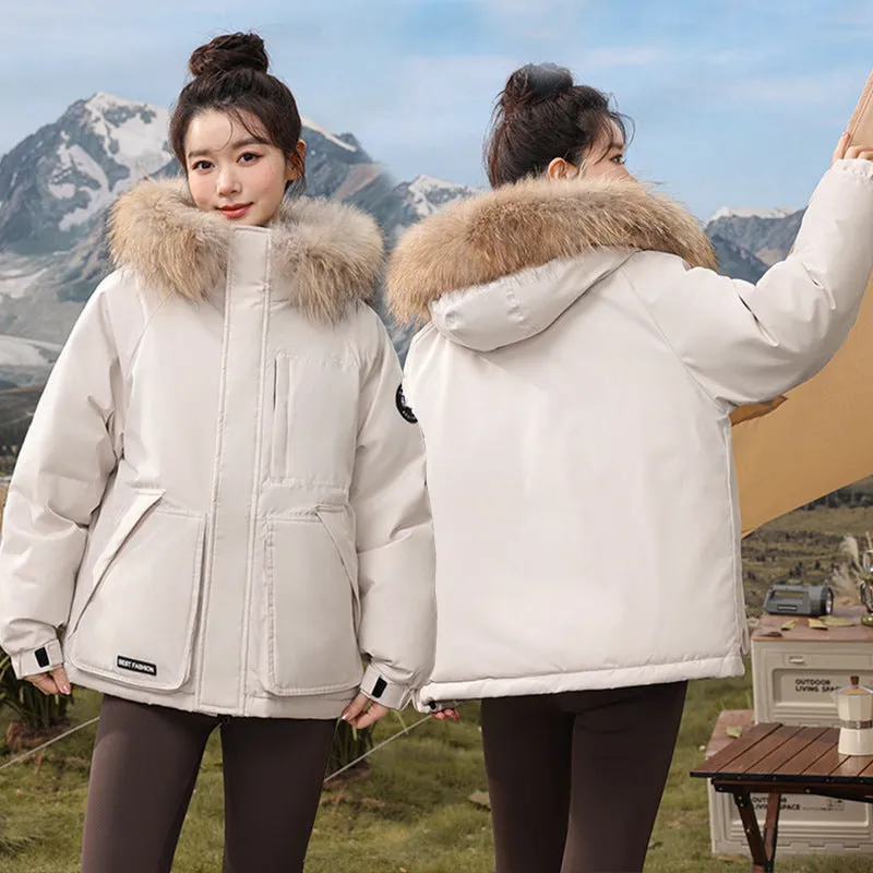 Relaxed-fit Hooded Parka for Women with Stain-resistant Material