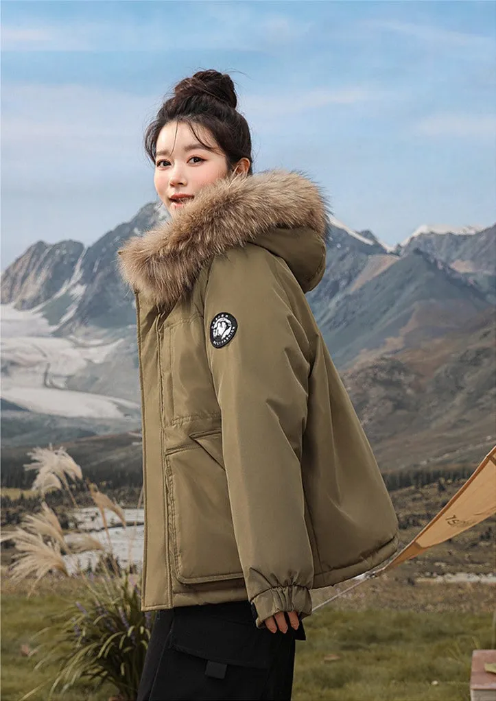 Relaxed-fit Hooded Parka for Women with Stain-resistant Material