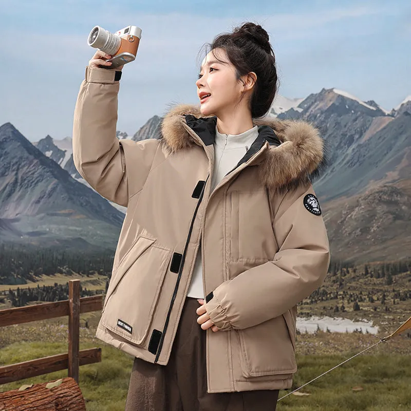 Relaxed-fit Hooded Parka for Women with Stain-resistant Material