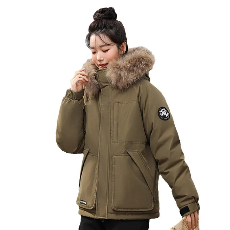 Relaxed-fit Hooded Parka for Women with Stain-resistant Material