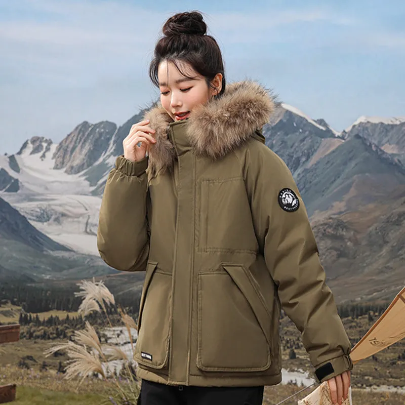 Relaxed-fit Hooded Parka for Women with Stain-resistant Material