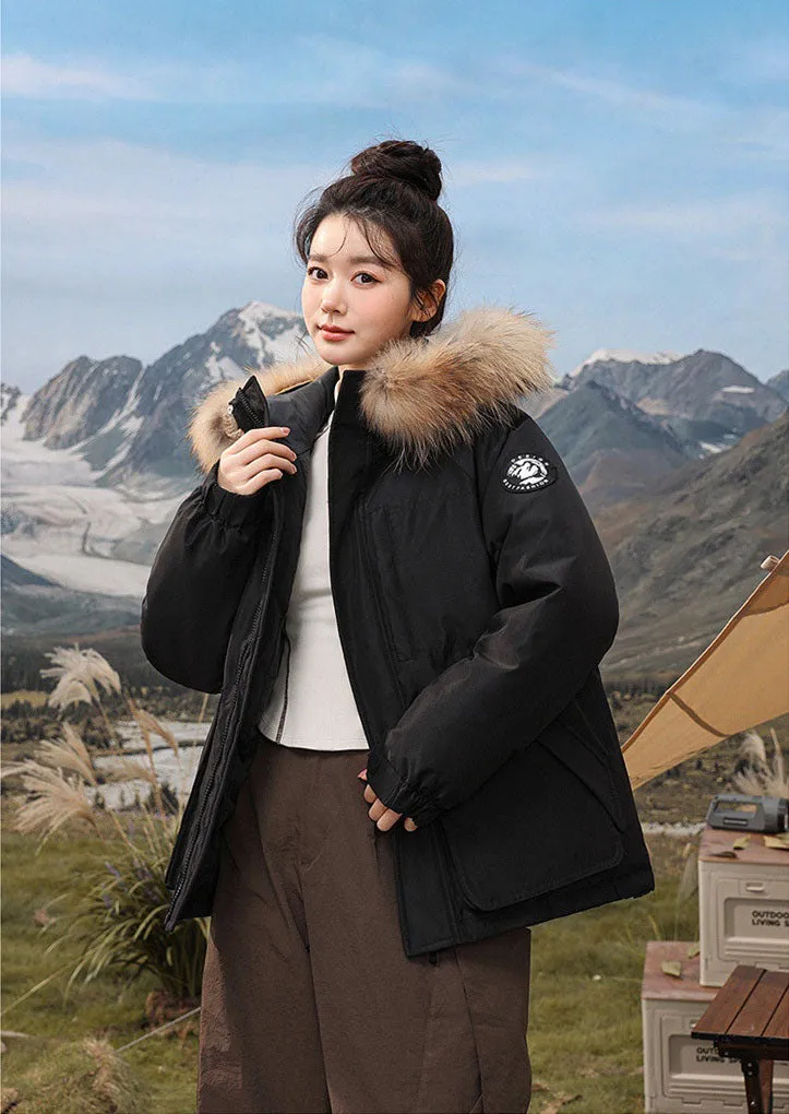 Relaxed-fit Hooded Parka for Women with Stain-resistant Material
