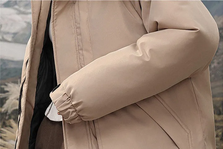 Relaxed-fit Hooded Parka for Women with Stain-resistant Material