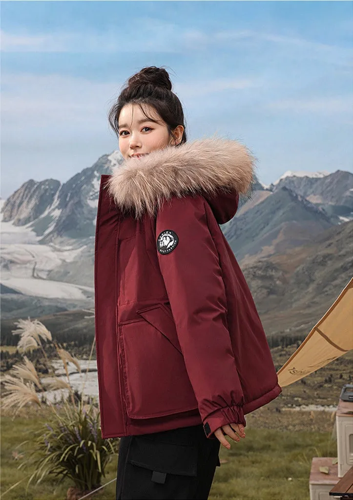 Relaxed-fit Hooded Parka for Women with Stain-resistant Material