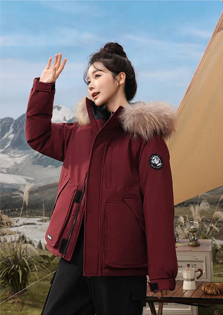 Relaxed-fit Hooded Parka for Women with Stain-resistant Material