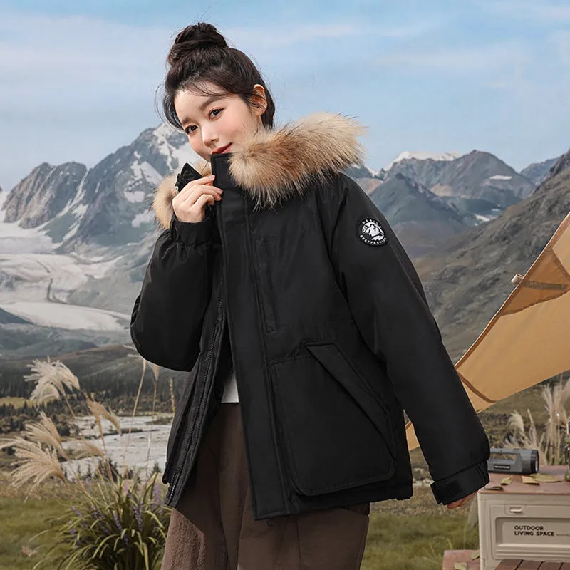 Relaxed-fit Hooded Parka for Women with Stain-resistant Material