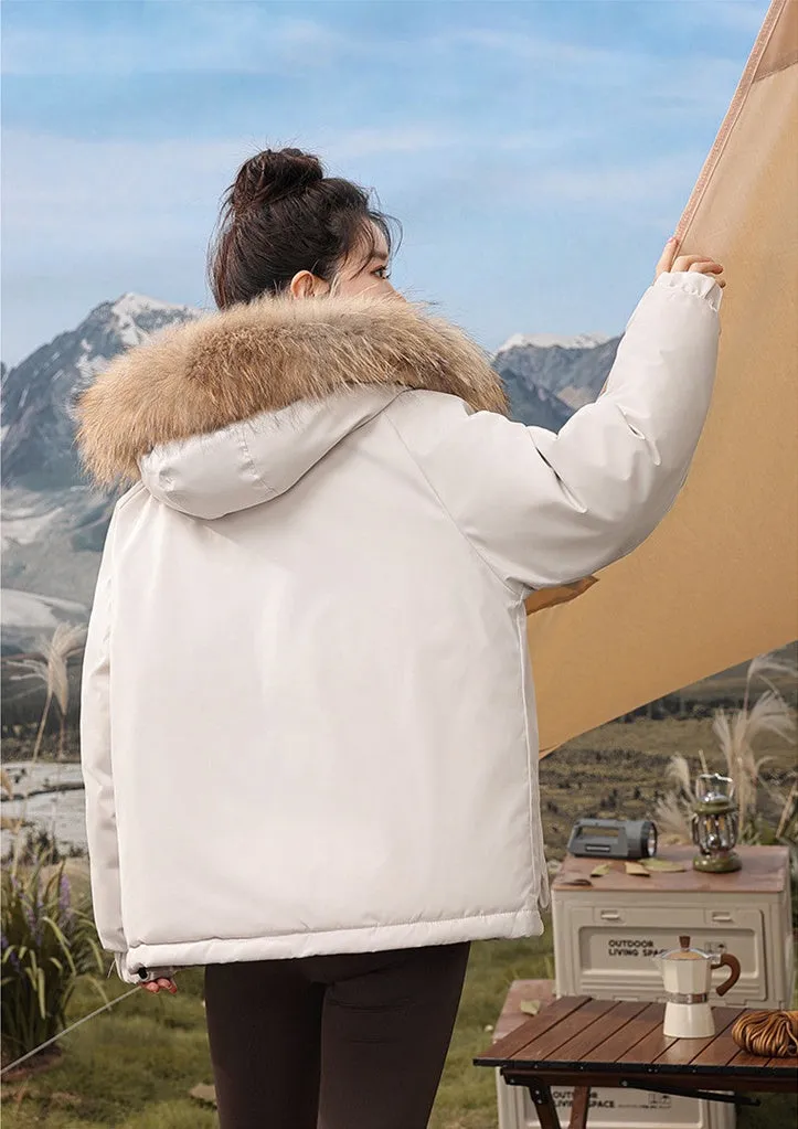 Relaxed-fit Hooded Parka for Women with Stain-resistant Material