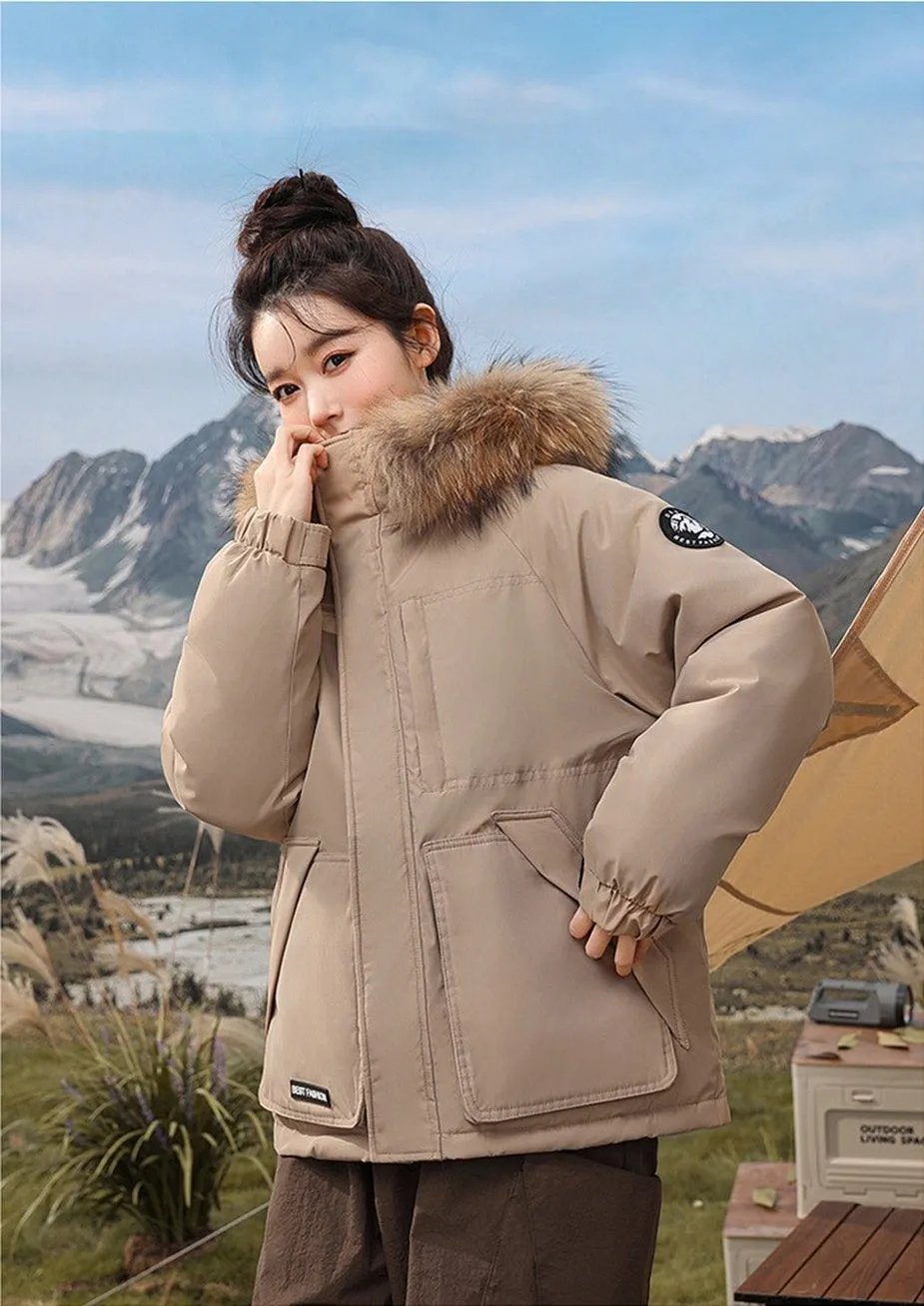 Relaxed-fit Hooded Parka for Women with Stain-resistant Material