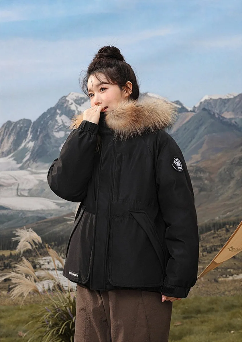 Relaxed-fit Hooded Parka for Women with Stain-resistant Material