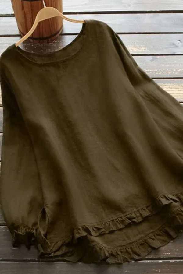 Round Neck Cotton Blouse