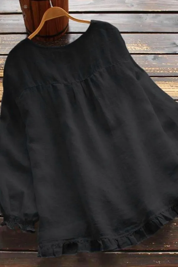 Round Neck Cotton Blouse