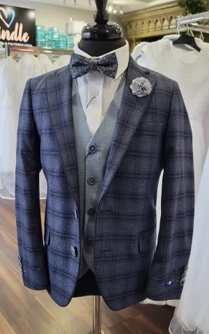 SALE 1880 Club Boys Navy Check Blazer:- 132 15119 28 Age 5 & 7