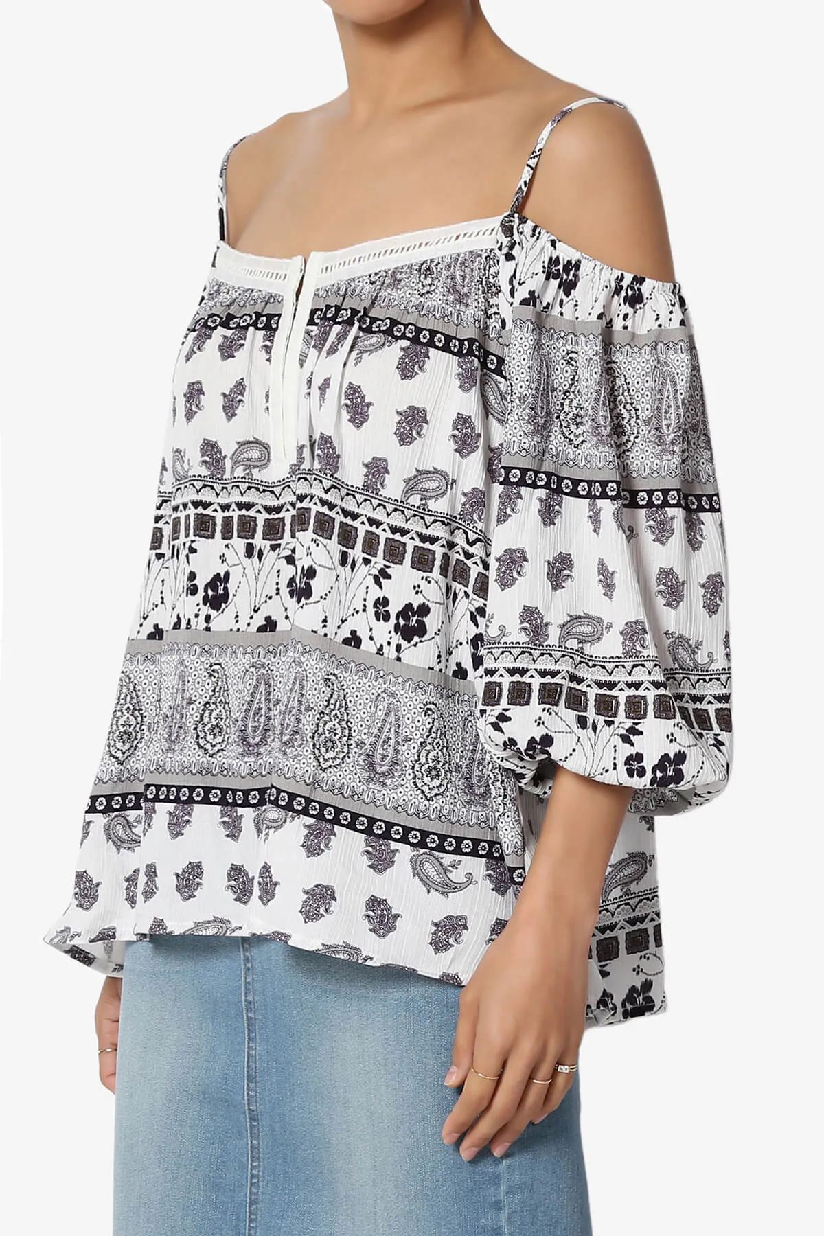 Scamp Paisley Cold Shoulder Top