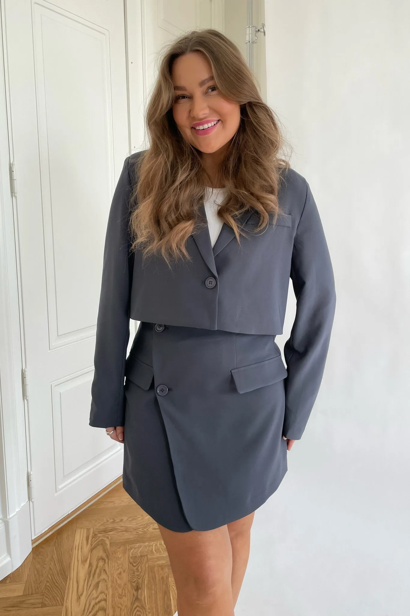 SelmaIC Cropped Blazer - Grå