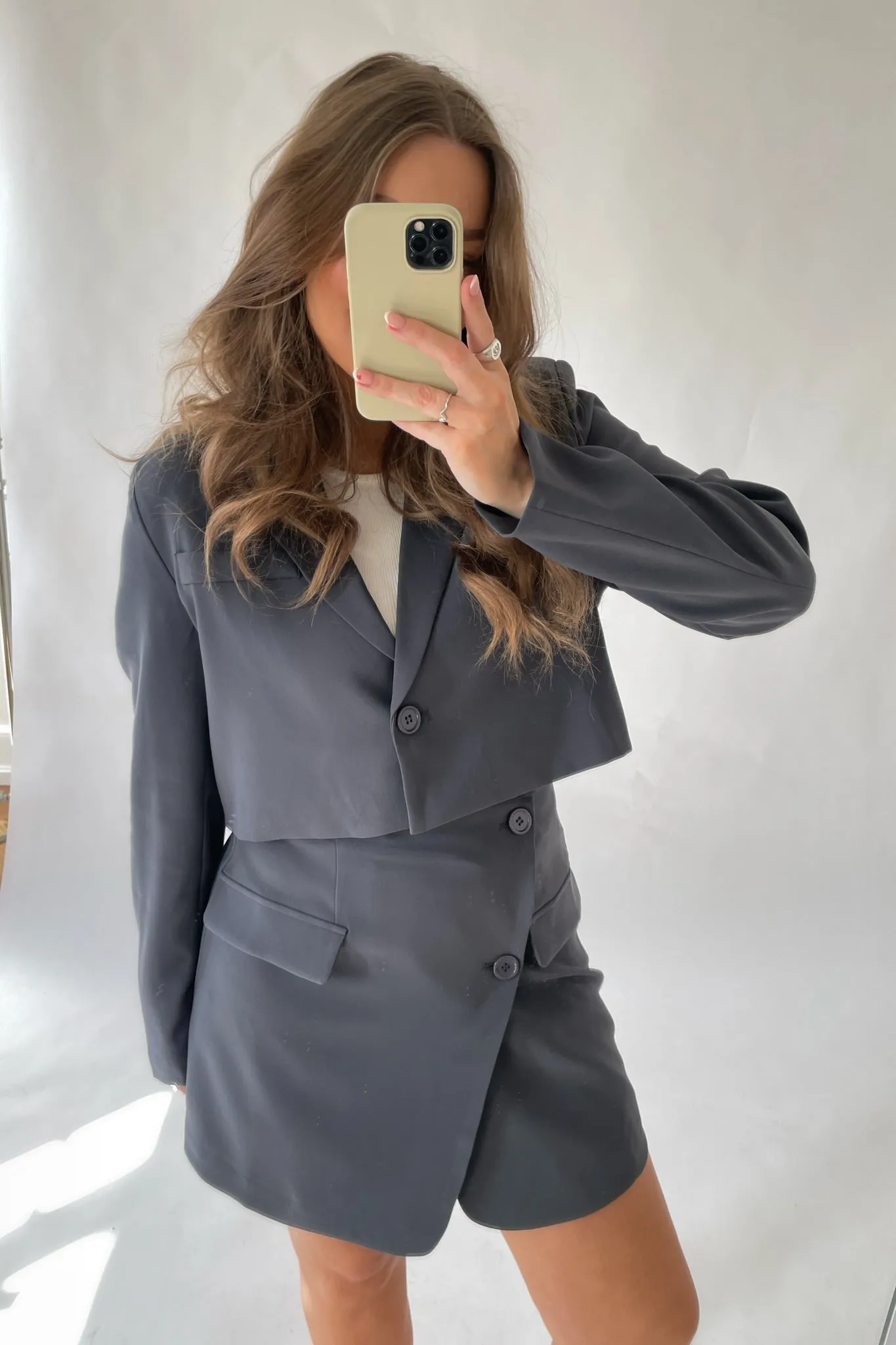 SelmaIC Cropped Blazer - Grå