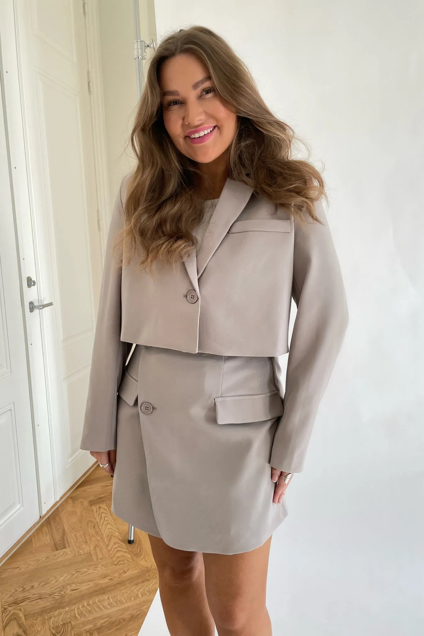 SelmaIC Cropped Blazer - Lys Beige