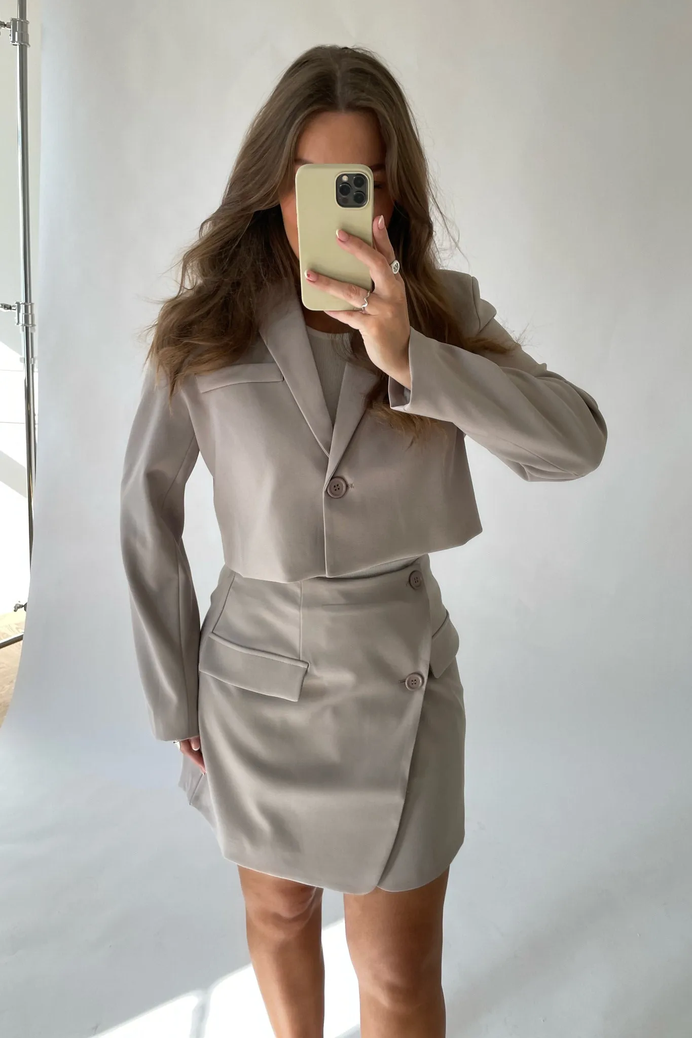 SelmaIC Cropped Blazer - Lys Beige