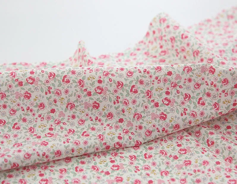 Semi-sheer Floral Cotton Fabric, Lightweight and Thin, Lawn Fabric, Korean Fabric - Ivory, Pink or Mint - By the Yard 42319-1