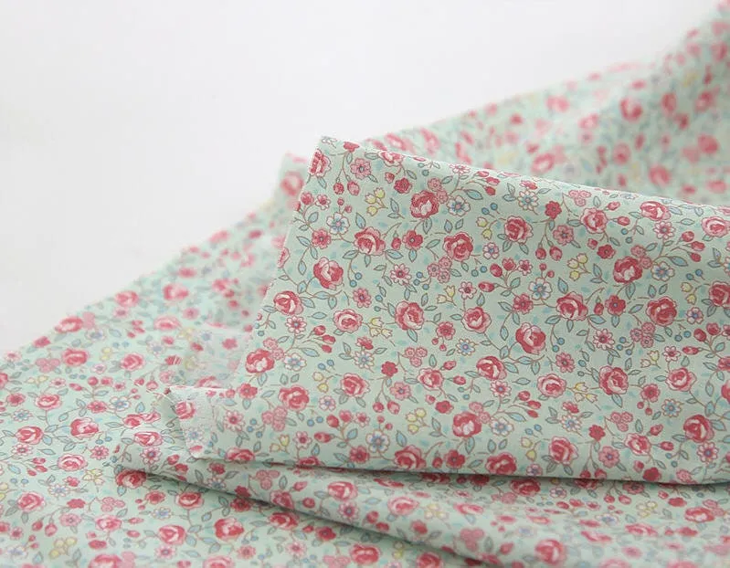 Semi-sheer Floral Cotton Fabric, Lightweight and Thin, Lawn Fabric, Korean Fabric - Ivory, Pink or Mint - By the Yard 42319-1