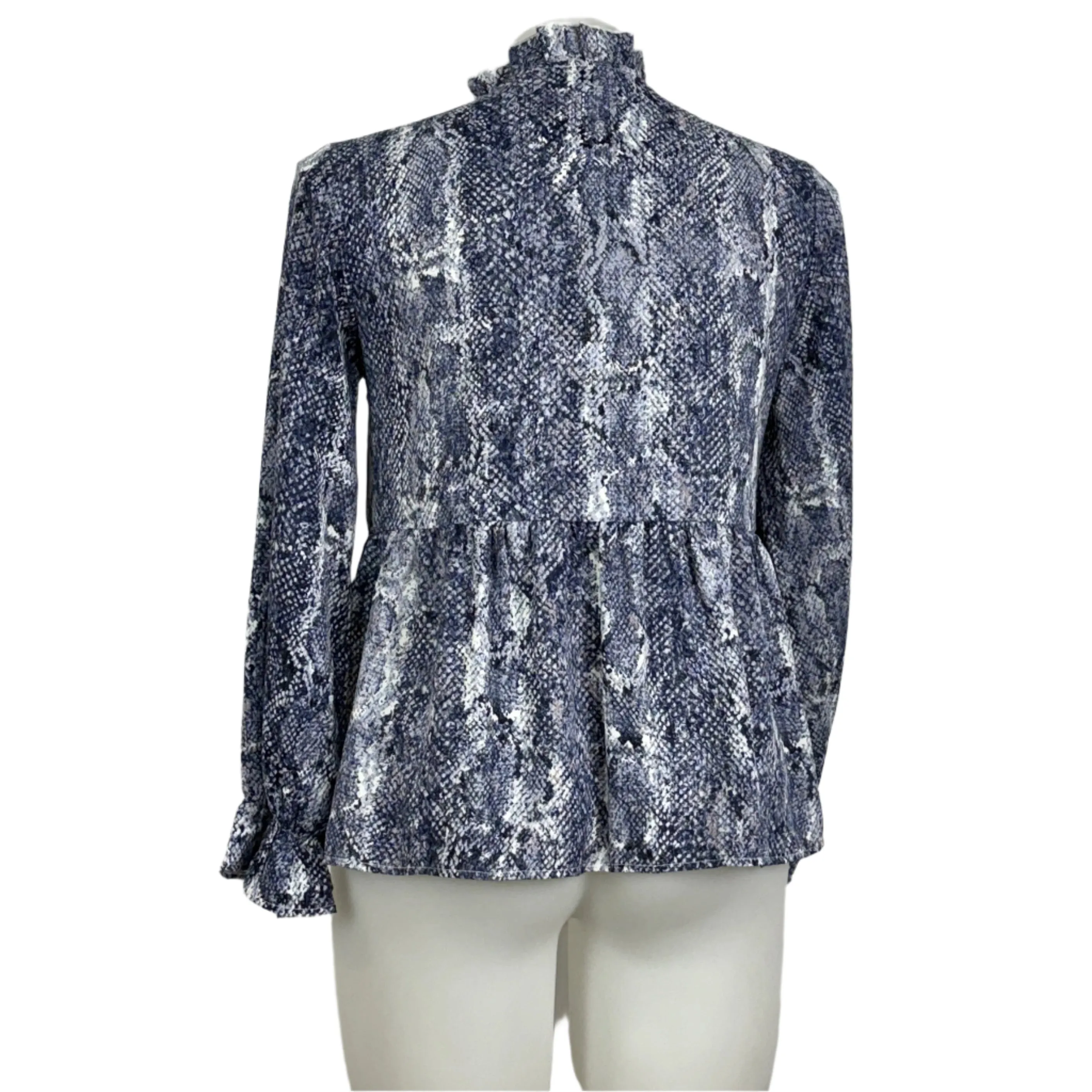 Serafina Snake Print Ruffle V-Neck Blouse Size 16