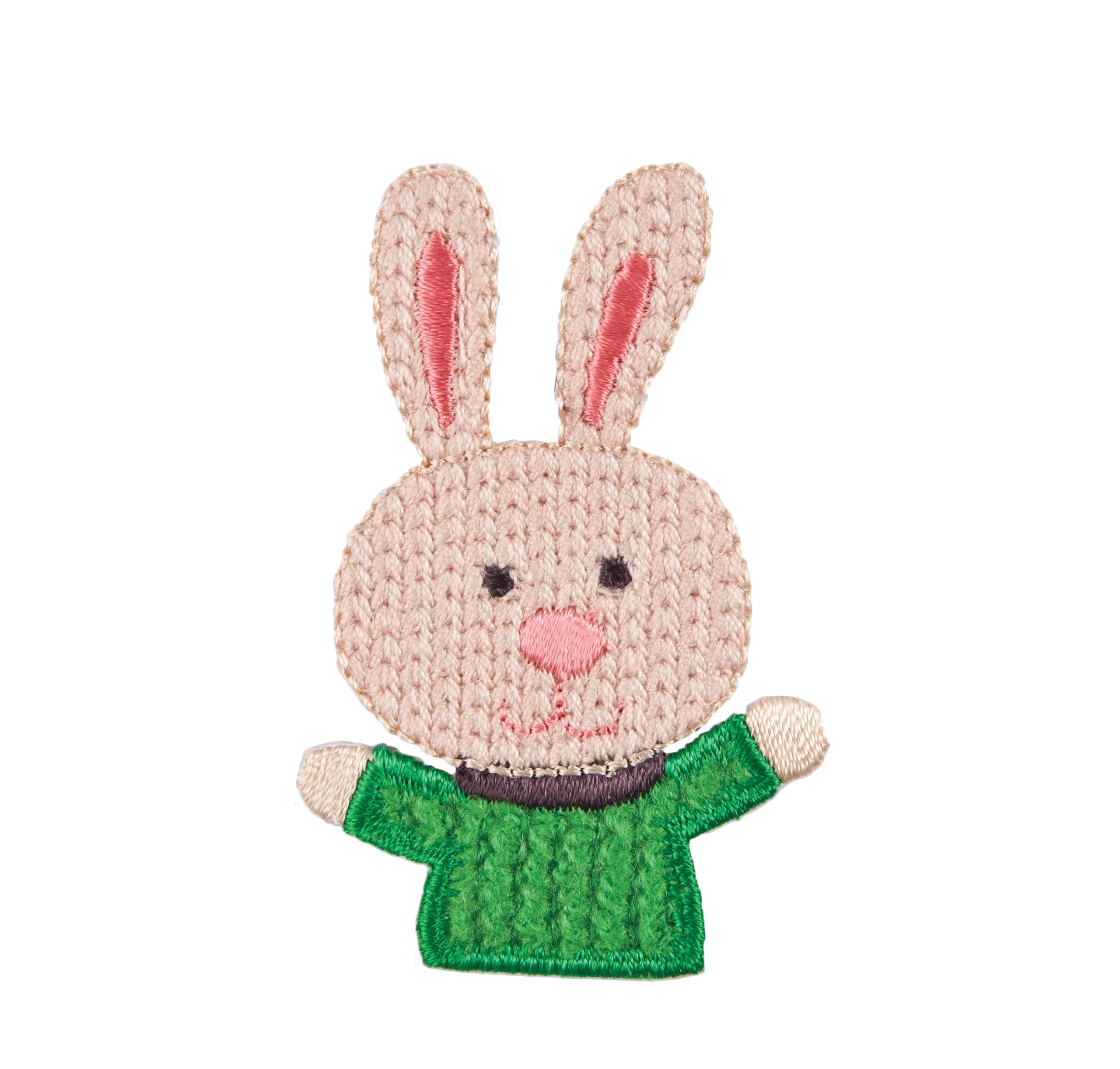 Sew On Motifs Lace Jeans Dresses Appliques Patches Crafts 6cm -Green Shirt Bunny