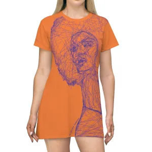 Shirtdress, Orange-Blue African Queen