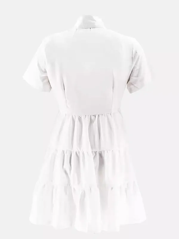 Short-Sleeve Ruffle Shirt Dress