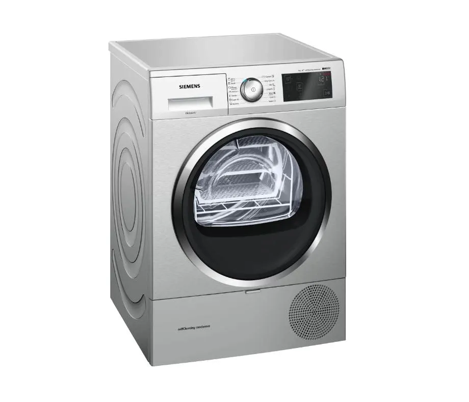 Siemens iQ500 9kg Silver Inox Heat Pump Tumble Dryer – WT7W466SZA