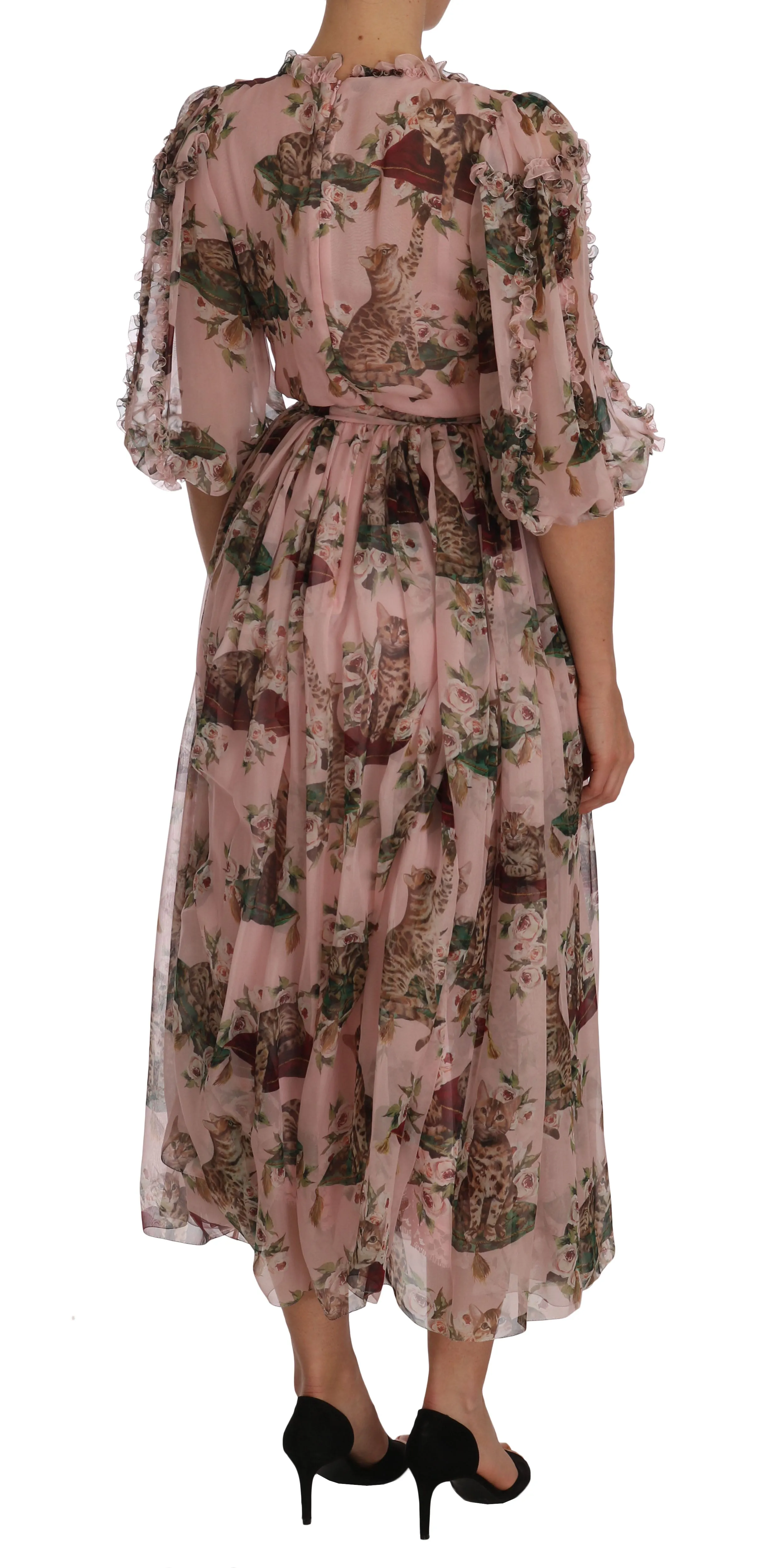 Silk Pink Bengal Cat Shift Wrap Gown