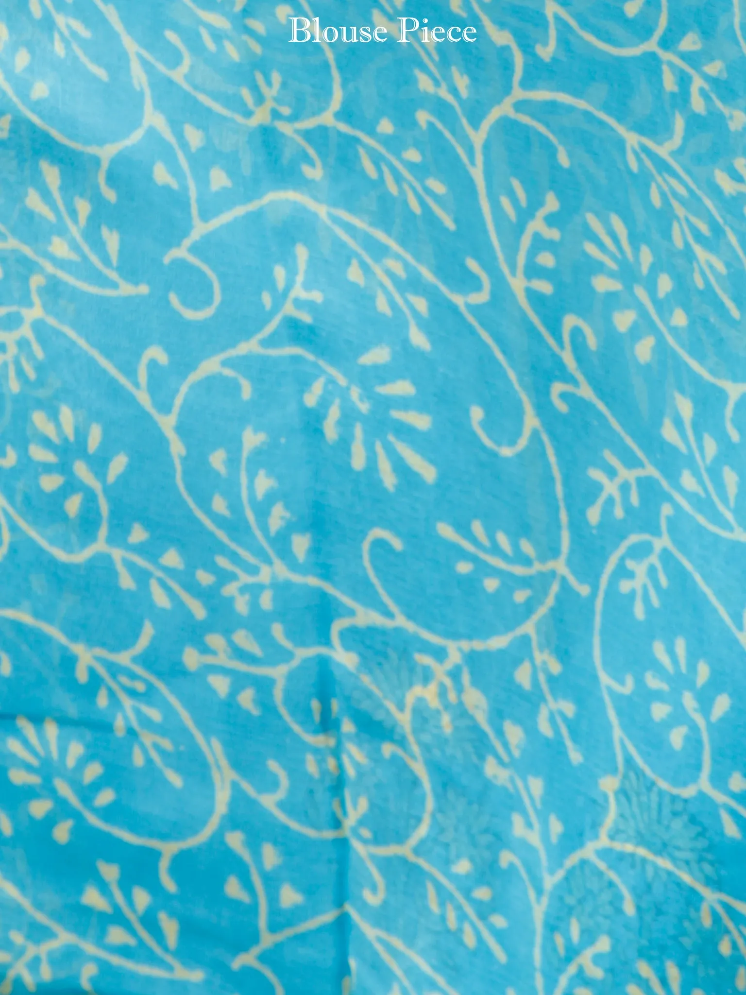 Sky Blue Yellow Hand Block Printed Chiffon Saree with Zari Border - S031703412