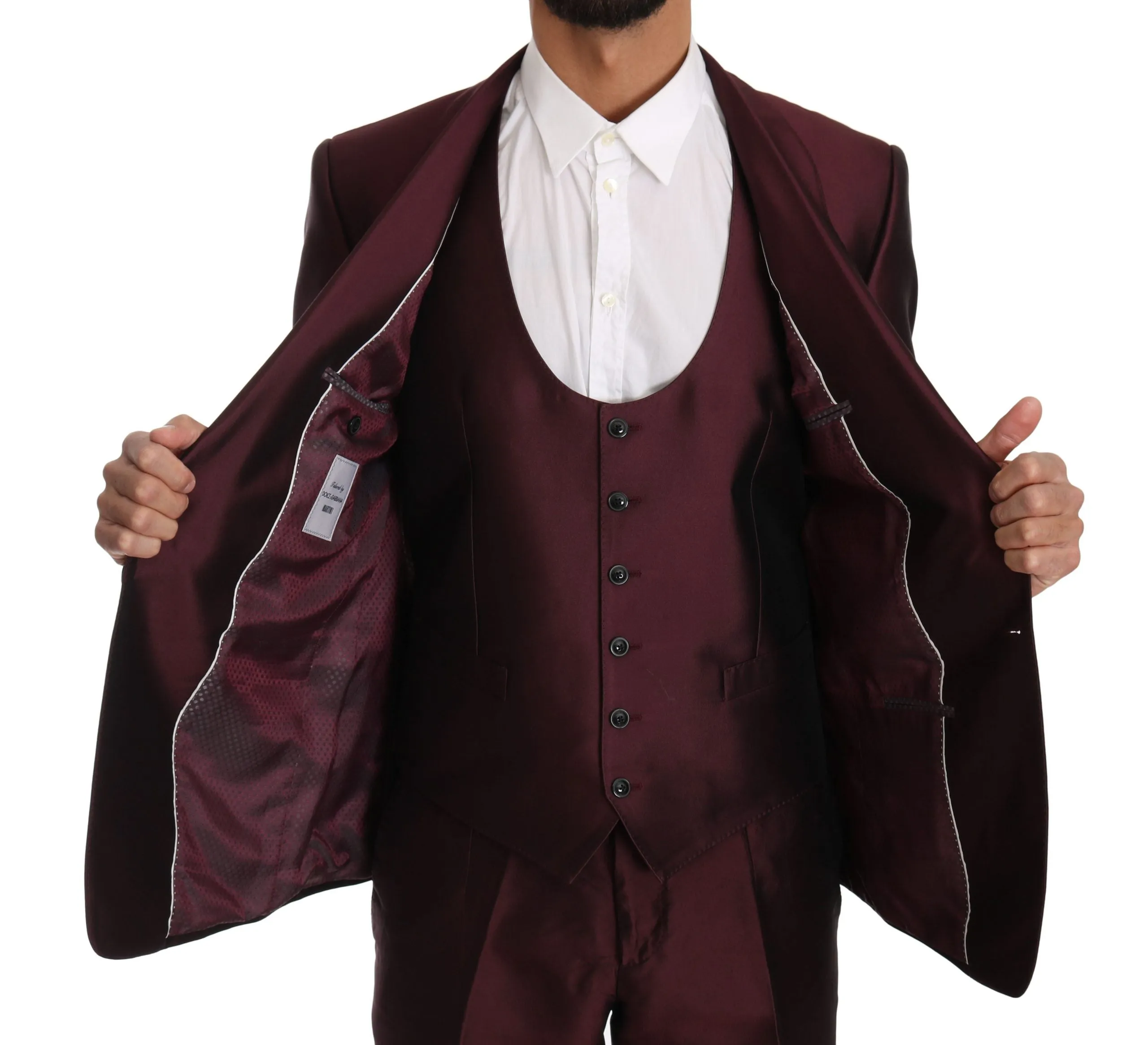 Slim Fit Bordeaux Silk 3 Piece MARTINI Suit