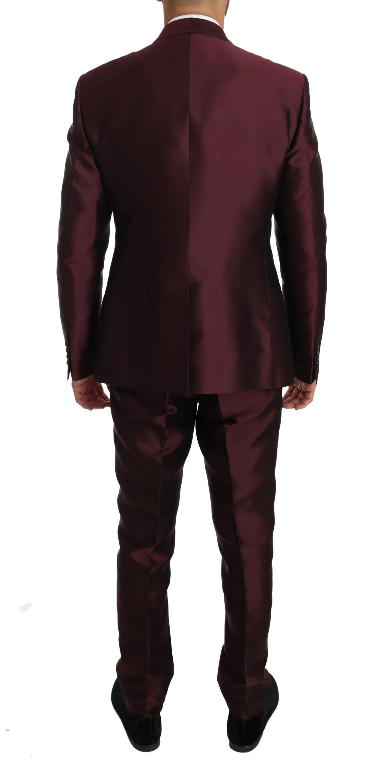 Slim Fit Bordeaux Silk 3 Piece MARTINI Suit