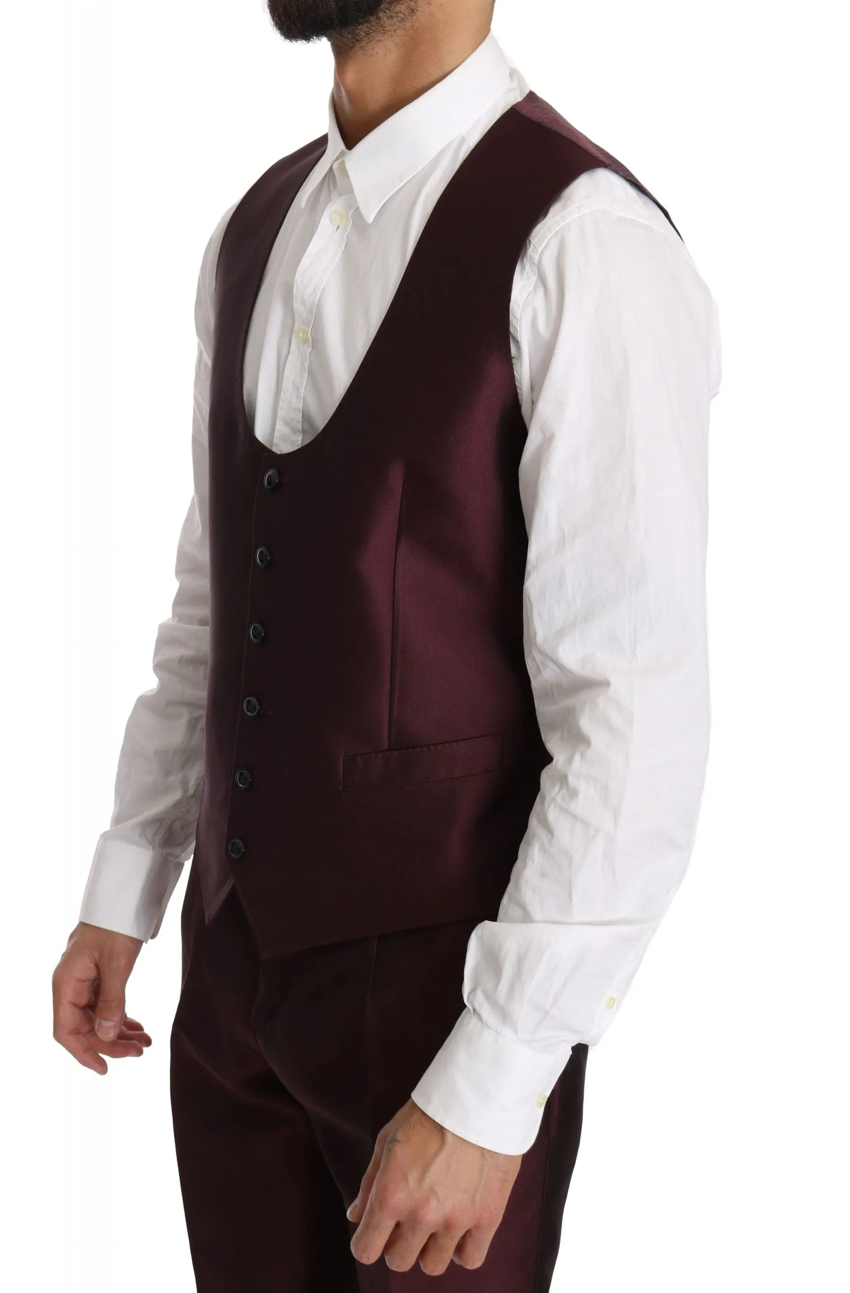 Slim Fit Bordeaux Silk 3 Piece MARTINI Suit