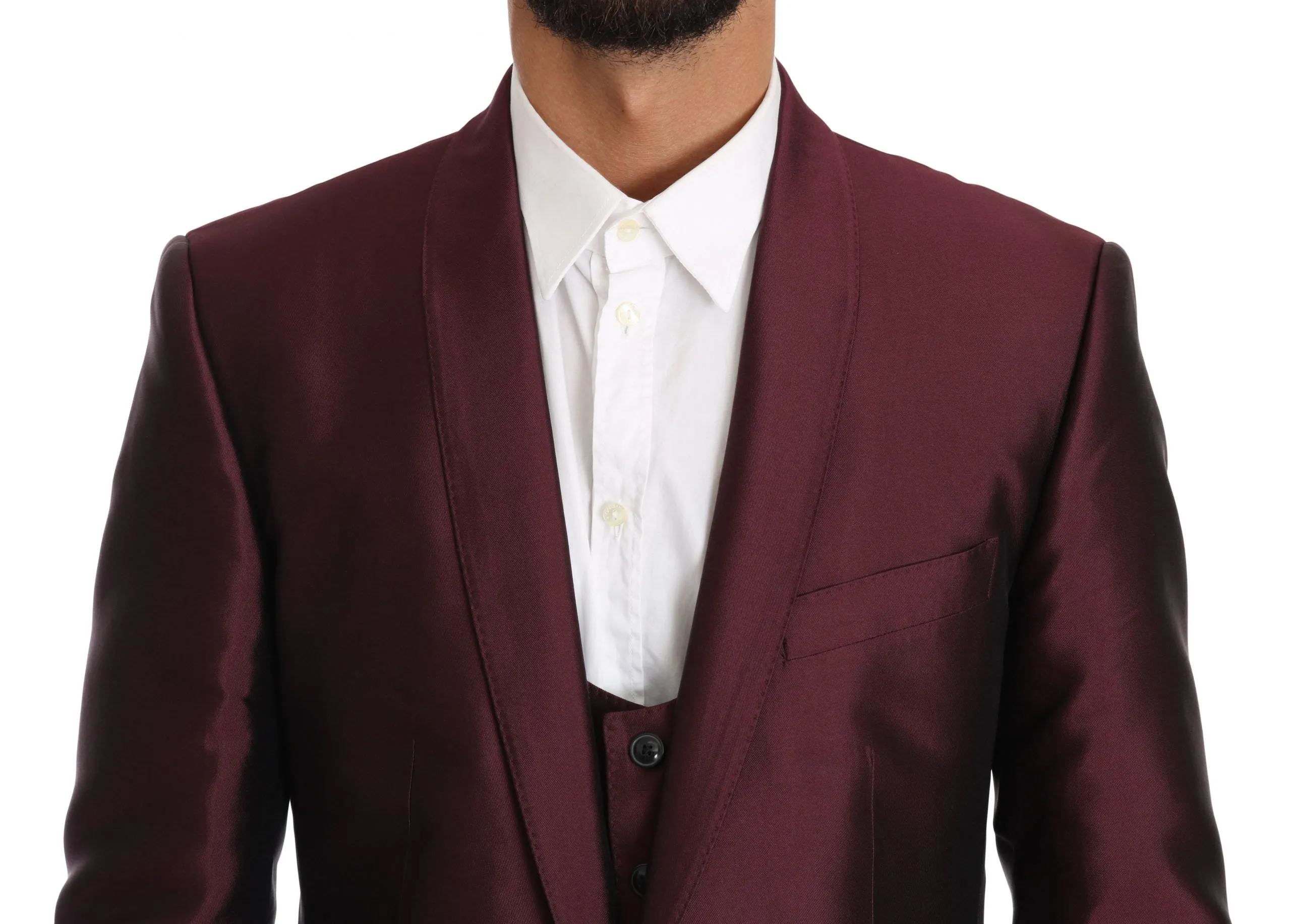 Slim Fit Bordeaux Silk 3 Piece MARTINI Suit