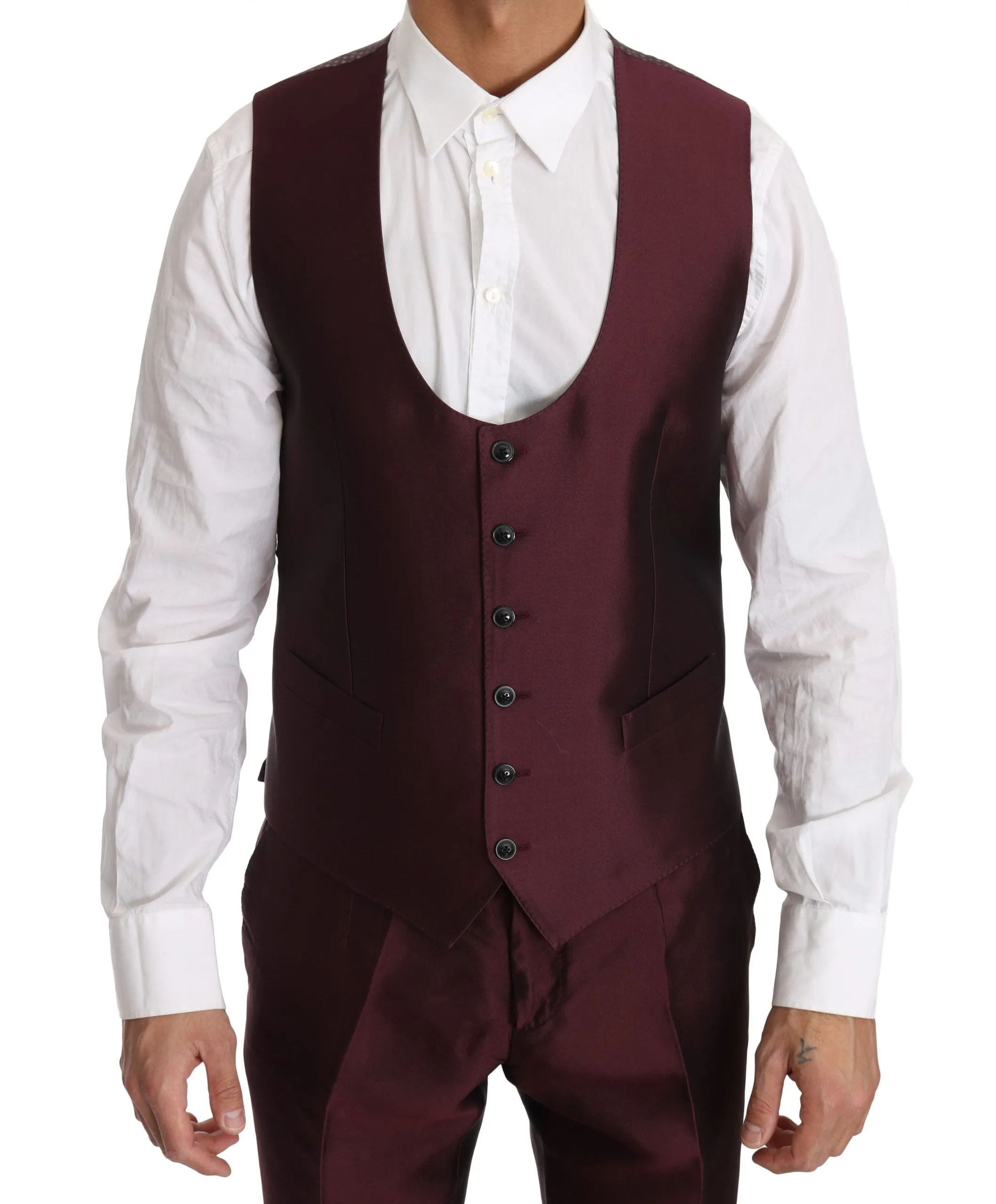 Slim Fit Bordeaux Silk 3 Piece MARTINI Suit